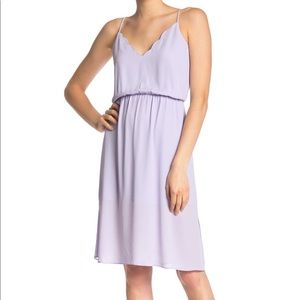 Socialite Scalloped V-Neck Midi Dress, Lavender